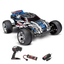 Rustler 4x2 brushed bleu avec batterie et chargeur 12v Traxxas #TRX37054-1-BLUE