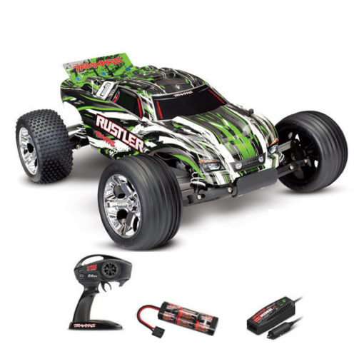Rustler 4x2 brushed vert avec batterie et chargeur 12v Traxxas