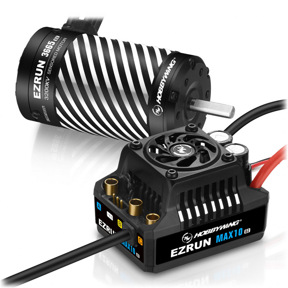 COMBO MOTEUR 1/10 HOBBYWING EZRUN MAX10 G2 140A AVEC ARBRE 5MM 3665SD 3200KV #HW38020344 – Image 2